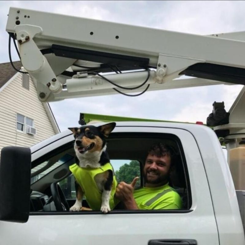 CBC Communications in the field: bucket truck and crew