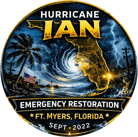 Hurricane Ian Emergency Restoration badge, Ft. Myers, Florida, Sept 2022